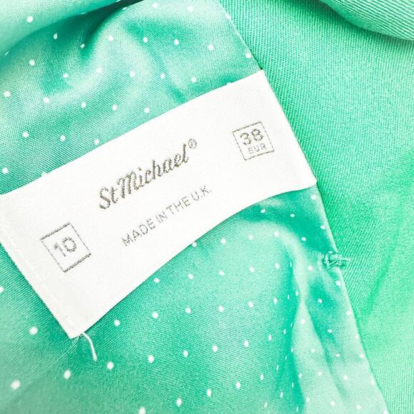 St. Michael Wool Blend Bright Green 3-Button Blazer Size 10 - Picture 4 of 5